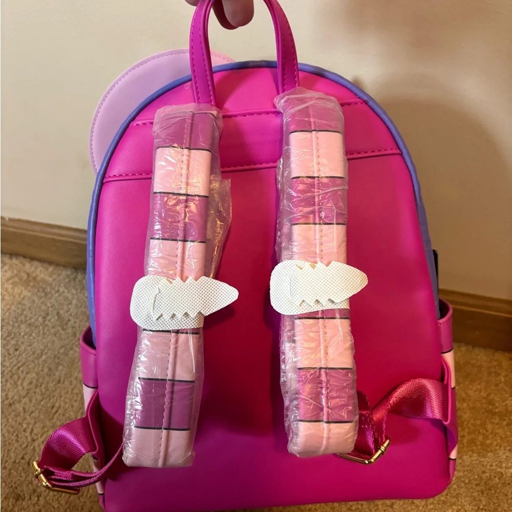 Disney Alice In Wonderland Loungefly Fuzzy Cheshire Mini Backpack - Picture 9 of 11